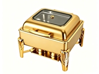 Autres fournitures hôtelières et de restauration : Réchaud carré en acier inoxydable blanc et or pour buffet