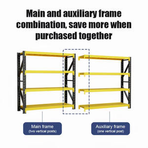 رفوف تخزين معدنية صناعية باللونين الأصفر والأسود للاستخدام في المستودعات، رفوف فولاذية للتخزين والتكديس، رفوف للمرآب - Product Image 6