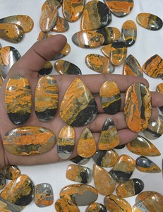 Cabochon de Jaspe Abeille Naturel, Pierre Précieuse Libre de Haute Qualité, Forme Ovale Poire, Polie, pour la Fabrication de Bijoux - Product Image 4