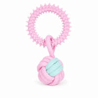 Jouet à mâcher pour chien en coton texturé, corde à tirer, anneau noué, jouet interactif pour animaux de compagnie pour jouer à l'intérieur et à l'extérieur
