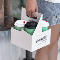 Boîte porte-gobelets jetables personnalisable marron et blanc, emballage à emporter épaissi pour café, lait et thé
