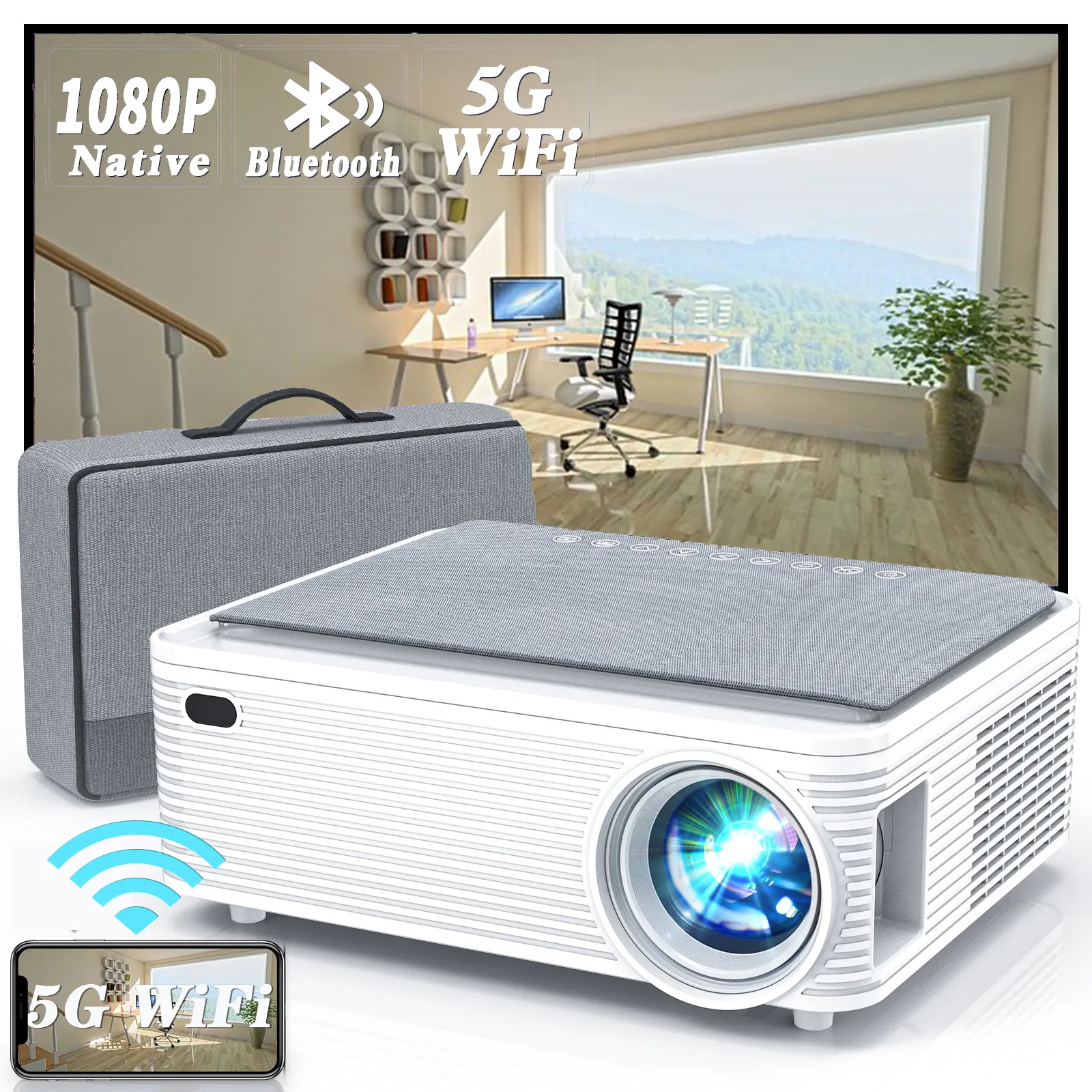 Full HD 1080P projektör X5 WiFi LED 2K 4K Video film akıllı X5 Android projektör PK DLP ev sineması sinema Beamer