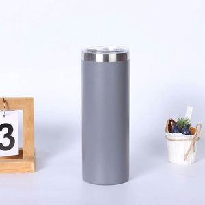 Gobelet de sublimation 20oz en acier inoxydable blanc, mince et droit, vierge, avec couvercle et paille métallique - Product Image 2