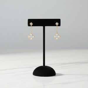 Pendientes de Alta Calidad con Forma de Trébol de Cuatro Hojas, Oro Blanco de 18K, Diamantes Naturales Reales, para Chicas - Product Image 6