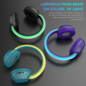 Casque de jeu sans fil supra-auriculaire à LED lumineux avec microphone pour téléphone portable et course nocturne - Product Image 2
