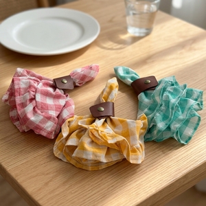 Ensemble <span class=keywords><strong>de</strong></span> sets <span class=keywords><strong>de</strong></span> table vintage à carreaux gingham avec bords volantés, serviettes à carreaux multicolores à volants, anneaux <span class=keywords><strong>de</strong></span> serviette en cuir, décoration <span class=keywords><strong>de</strong></span> table <span class=keywords><strong>de</strong></span> Noël style ferme - Product Image 4
