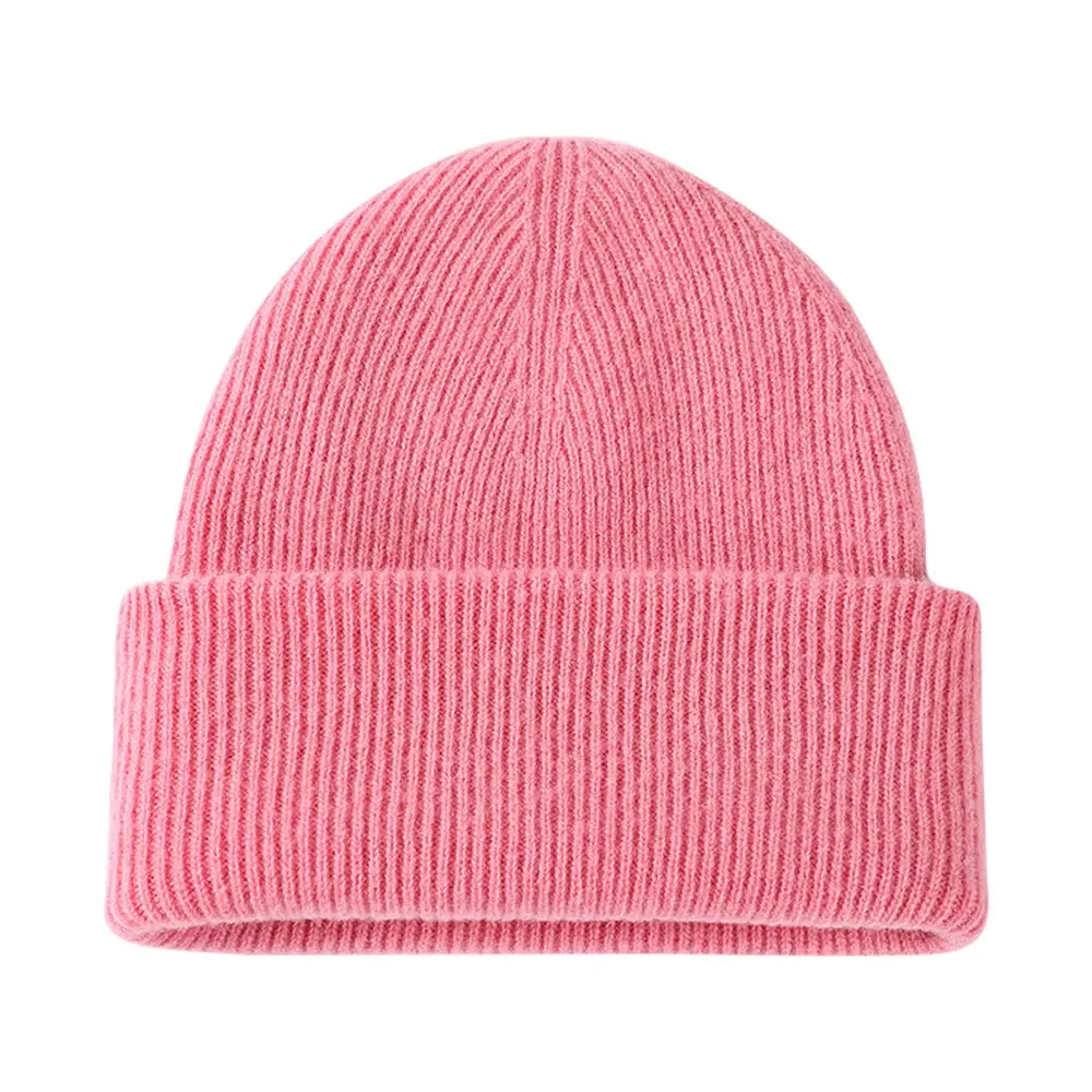 100% yün prim şapka toptan boş bere düz renk üreticileri bayan özel Logo düz örme kışlık şapkalar bere