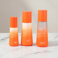 Ensemble de flacons cosmétiques vides en PETG bleu clair dépoli, multi-tailles, coniques, avec compte-gouttes, pour sérum, tonique et lotion