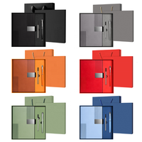 Carnet de notes personnalisé en cuir PU bleu A5 avec stylo, impression UV, ensemble cadeau promotionnel d'entreprise pour usage au bureau