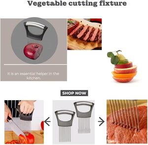 Hot Sale Stainless Steel Meat Slicer Holder Tomato Peeler Lemon Holder Slicer Multifunctional Onion Holder Slicer With 10 Prongs - Product Image 3