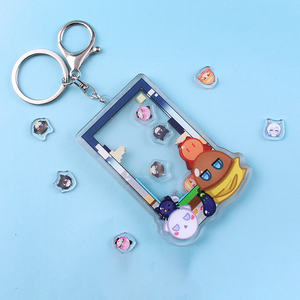 Acrylic Keychain Anime Character Custom Shaker Keychain Openable Plastic Candy Shaker Charm High Quality