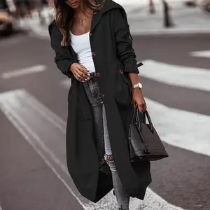 Kadınlar için moda kış gevşek ceket rüzgarlık siper bayanlar uzun ceket