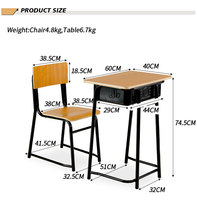 Ensemble bureau et chaise d'étudiant en bois avec tiroir pour salle de classe et établissements de formation