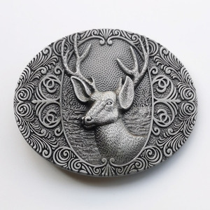 Nueva Hebilla Ovalada de Vaquero Occidental con Diseño <span class=keywords><strong>Mexicano</strong></span> de Ciervo en Latón <span class=keywords><strong>Antiguo</strong></span> y Plata, con Grabado 3D de Animal, para Cinturón de Cuero - Product Image 3