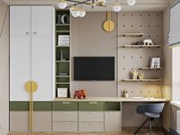 Ensemble de bureau et armoire de chambre minimaliste moderne, unité autonome personnalisable avec design gratuit, grande capacité de rangement, en MDF, gain de place
