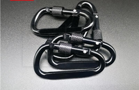Mousqueton de sécurité en aluminium anodisé 6D pour alpinisme, avec écrou de verrouillage, fil plat épais, entièrement noir, pour utilisation extérieure