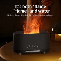 Diffuseur d'huiles essentielles électrique à flamme ultrasonique, humidificateur d'air intelligent avec horloge-réveil et haut-parleur Bluetooth