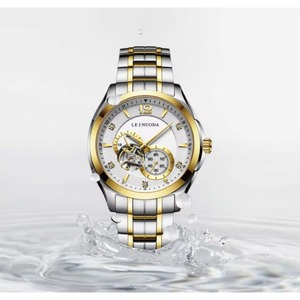 Reloj Mecánico Automático para Hombre, Diseño Circular Hueco, Resistente al Agua 3ATM, con Diamantes, Personalizable con Logotipo - Product Image 2