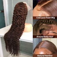 Perruque en cheveux humains bruts, couleur marron, 13x6, avec dentelle frontale complète, prête à porter # 4 perruques sans colle transparentes HD 13x4 en dentelle pré-découpée pour femmes noires