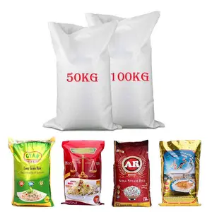 Venta al por mayor estándar de fábrica vacío Bopp polipropileno PP tejido laminado saco plástico 25kg 50kg 50lb bolsa de embalaje de arroz