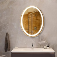 Miroir Led Ovale 60*80cm Miroir de Salle de Bain Led avec Interrupteur Tactile/Miroir Anti-Brouillard pour Douche avec Lumières Changeantes