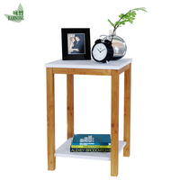 Table basse carrée à double niveau, plateau blanc, double espace de rangement pour salon, canapé et chambre à coucher, table d'appoint minimaliste