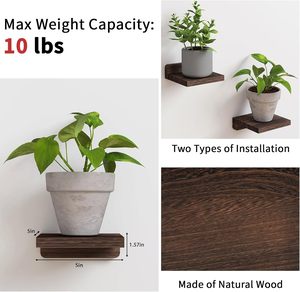 Juego de 4 Estantes Flotantes de Madera Rústica de 5x5 Pulgadas y 1.57 de Grosor, Color Negro Carbonizado Oscuro, para Dormitorio, Sala de Estar, Cocina, Baño - Product Image 4
