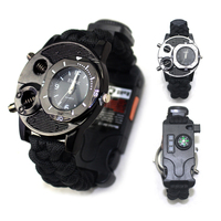 Jam Tangan Multifungsi Camping Hiking dengan Kompas, Gesper, Tali Paracord, Termometer, untuk Wanita