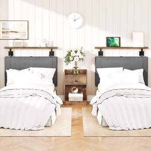 <span class=keywords><strong>Cabecero</strong></span> de cama tamaño King con tapicería de PU, <span class=keywords><strong>cabecero</strong></span> colgante de montaje en pared con puertos USB y luz LED para dormitorio, bar, entrada - Product Image 5