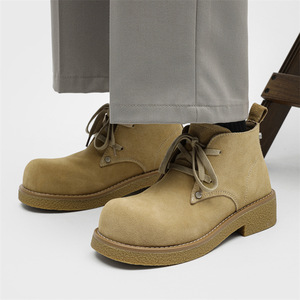 Stylish Men Casual Work Boots 2026 New Suede Leather Round Toe Thick Sole <b>Height</b> <b>Increasing</b> Outdoor <b>Shoes</b> - Product Image 4