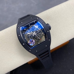 Reloj de Lujo de Alta Calidad con Tourbillon en Forma de Tonneau, Esqueleto 055, Estilo RM, Cerámica, Fibra de Carbono, Mecánico, Correa de Goma - Product Image 1