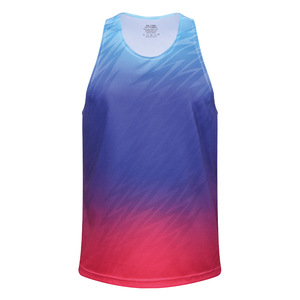 Canotta da Corsa a Basso Prezzo, Asciugatura Rapida, per <span class=keywords><strong>Uomo</strong></span>, Fitness, Body Building, in Poliestere, Colore Sfumato, Sublimazione, <span class=keywords><strong>Canotte</strong></span> da <span class=keywords><strong>Uomo</strong></span> - Product Image 4