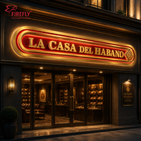Letrero LED Personalizado para Tienda, Letrero con Logotipo Iluminado en Acero Inoxidable 3D con Panel Trasero para Comercio
