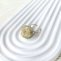 Fleur éternelle fleur séchée bague naturelle vraie fleur jaune rouge Rose rétro femme lumière luxe haut sens ouverture anneau