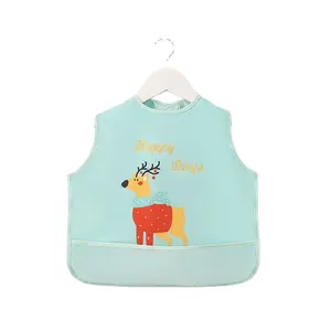 Wholesale Custom Logo Kids Waterproof Sleeveless Children Aprons Fashion Feeding Playing Cheap Cartoon Baby Apron