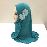 Produsen Yibaoli Diskon Besar 14 Warna Hijab Jersey Anak-anak Terbaru untuk Gadis Kecil Muslim dengan Dua Bunga