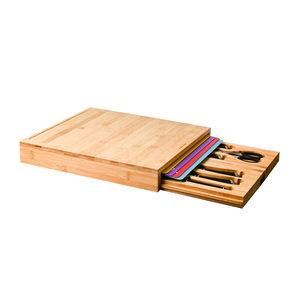 Tabla de Cortar Grande de Bambú para Cocina, Juego de Tablas de Cortar con Contenedores de Almacenamiento, Tabla de Cortar Grande Extraíble con Contenedores - Product Image 1