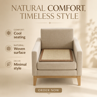 Coussin de chaise en rotin tressé de bambou à rayures carrées, respirant, antidérapant, sans rembourrage, pour chaise de bureau, chaise de salle à manger, tabouret de maison