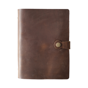 Custom A5 Vintage Crazy Horse Leather Planner 100-Sheet Simple Business Loose-Leaf Notebook with Snap-Button A3 Size Stationery - Product Image 1