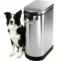 Conteneur de stockage pour aliments pour animaux, nourriture pour chats et graines pour oiseaux, couvercle hermétique sans BPA, bac à nourriture pour animaux en acier inoxydable brossé