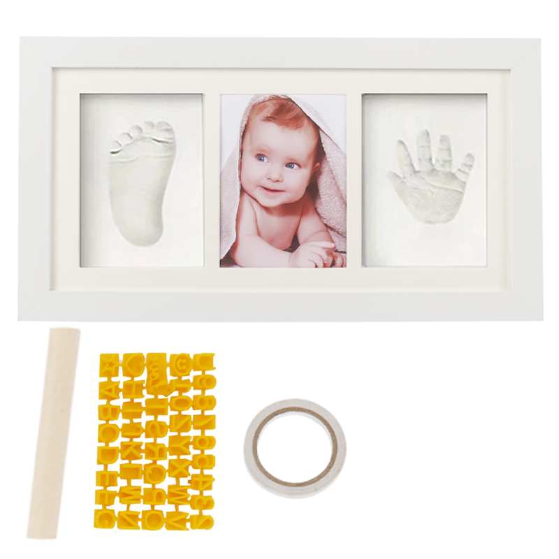 Cadre photo blanc + argile blanche + outils accessoires