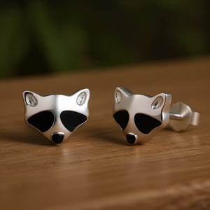 E2258 Orecchini a Perno con Animali in Oro Bianco, Gioielli Unisex alla Moda - Product Image 2