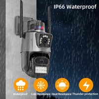 Caméra de sécurité extérieure sans fil 4G étanche P11 PTZ IP67, double objectif, capteur CMOS 360°, vision nocturne, audio bidirectionnel, 4MP, Cloud