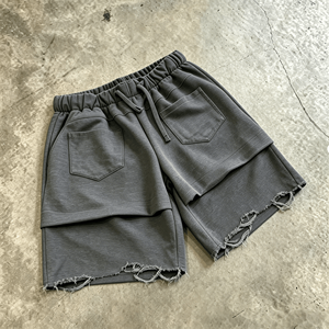 Streetwear Custom Printing logo Distressed Vintage Knee Length Baggy Sweat Cotton <b>Shorts</b> for <b>Men</b> - Product Image 4