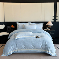 Ensemble de literie en velours laqué sculpté, haute densité, double bordure mate, 4 pièces, housse de couette en peluche, patchwork d'angle tendance, OEM