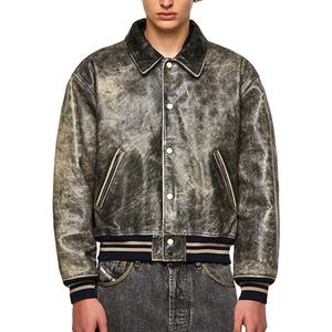 Veste en cuir PU pour homme, style vintage cool, personnalisable, vêtement d'hiver décontracté tissé pour homme - Product Image 1