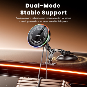 Soporte Magnético Inalámbrico Ajustable para <span class=keywords><strong>Auto</strong></span> Toocki de 15W, Estructura de Doble Pivote, Protección Contra Sobrecalentamiento, Luz Colorida para Conducción Nocturna - Product Image 4