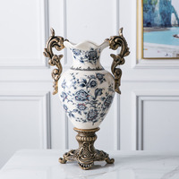 Trophée d'art de style européen rétro MSH Vase en céramique du sol au plafond Décoratif floral