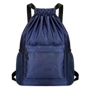 Sac à dos en nylon avec cordon de serrage, sac de sport extérieur en Ripstop avec poche avant zippée et poches latérales en maille, sac à dos léger et décontracté pour la journée - Product Image 3
