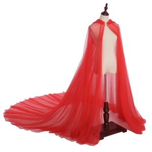 Costume di Halloween per le donne cappuccio mantello di Tulle mantello nero bianco rosso Bridals da sposa lunghezza del pavimento mantelli a rete morbida - Product Image 1